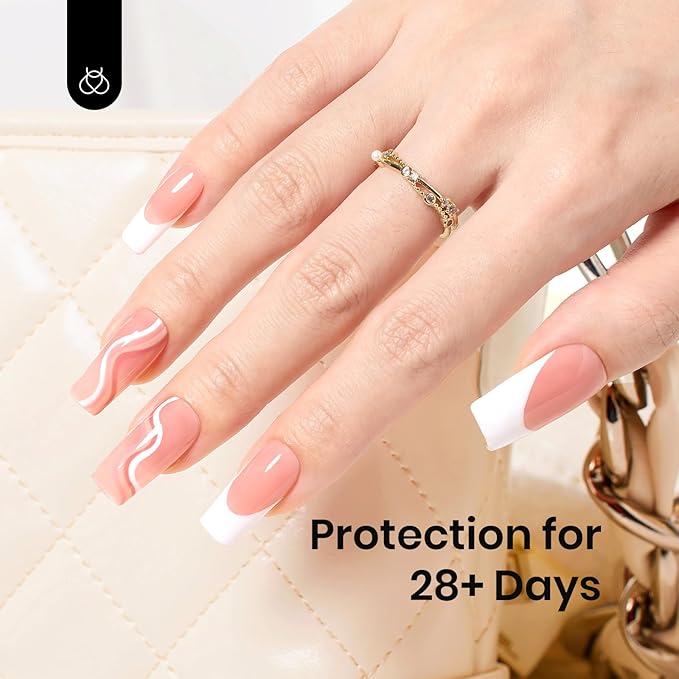 Beetles Nude Color Base Gel Nail Polish, 15ml Rubber Base 5 in 1 Neutral Brown Clear French Tip Color Gel Polish Nail Strengthener Soak Off U V LED Lamp Cure Manicure Design DIY at Home