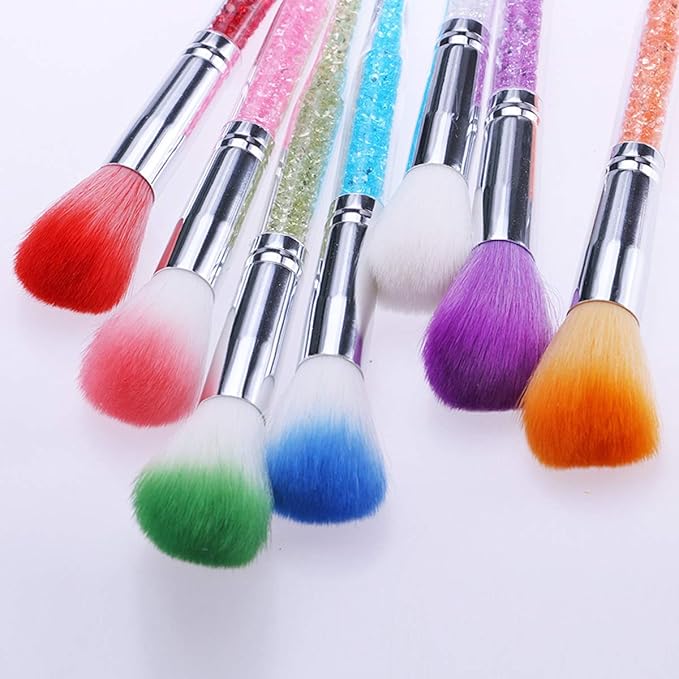 7 Pieces Soft Nail Art Dust Remover Powder Brush Cleaner for Acrylic and Makeup Powder Blush Brushes