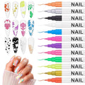 12 Color Nail Art Pens for Painting Nails, 0.7 MM 2026 Fluorescent Nail Polish Pens Drawing Point Liner Acrylic Painted Pen Kit, DIY Design Manicure Tools Christmas Gifts