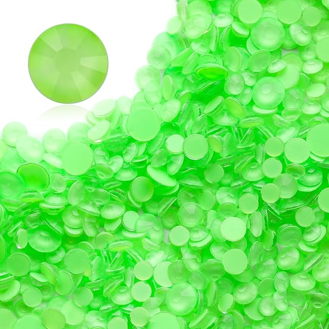 Mocha Lt.Green Flatback Rhinestones, Glass Rhinestones for Nail Art and Craft, Glue Fix, Loose Crystal Gemstones(Mocha Lt.Green, SS30, 288pcs, 6.4-6.6mm)