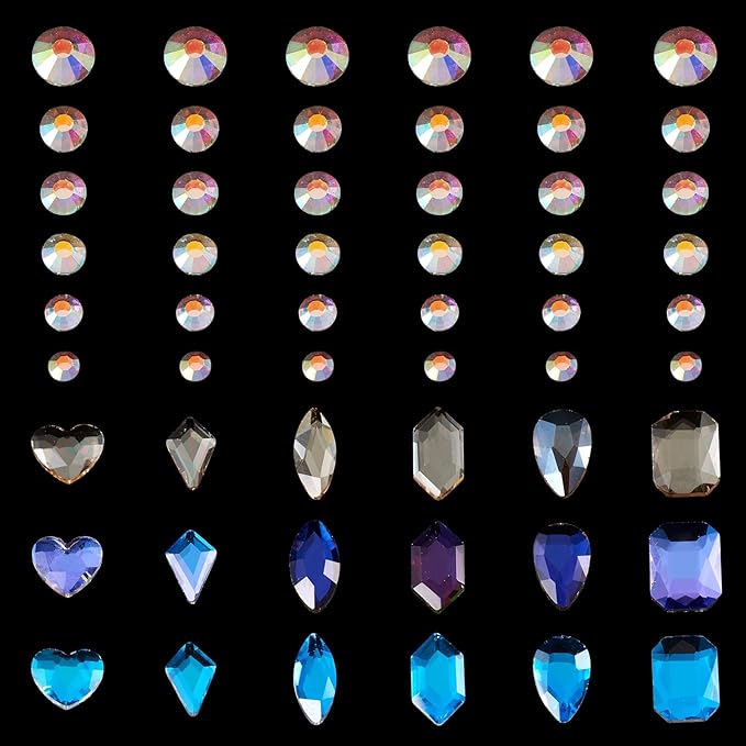 1000pcs Glass Nail Rhinestones Charms 24 Styles Face Hair Tooth Gems Nail Diamonds Gems Small Crystal Rhinestone for Nail Art Halloween Makeup Clothes Fabric
