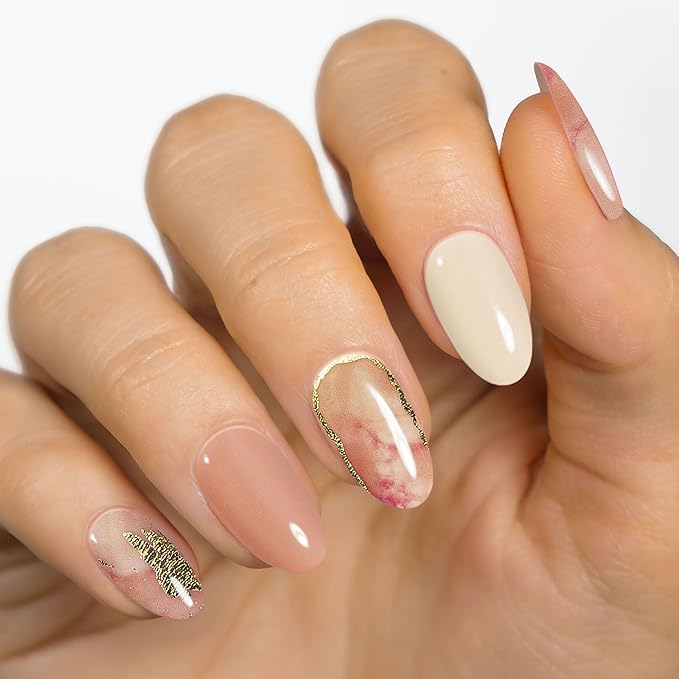 MOYOU LONDON Semi Cured Gel Nail Strips - 20 Pcs. Waterproof Gel Nail Wraps, Cures in Sunlight or UV/LED Lamp, Lasts Up to 2+ Weeks, Stretchable, Easy to Apply & Remove, Vegan & Cruelty-Free