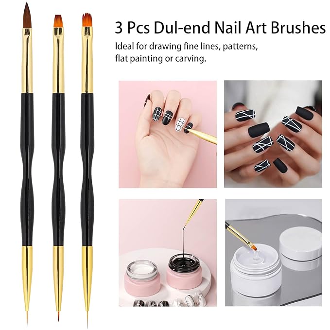 36 Pcs Nail Art Brush Set - Fine Liner, Striping, Dotting, Silicone Tools, 3D Gel Pen, Acrylic Design Brushes
