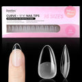 Beetles Gel Nail Tips Curve-EX Almond Short, 160pcs 16 Sizes, Etch-X Half Matte Full Cover Soft Acrylic False Clear Press on Nail Tips Easy DIY Nail Extension Art Salon for Curved & Natural Nail Beds