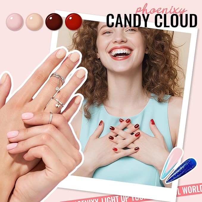 PHOENIXY 50 Pcs Gel Nail Polish Set, 42 Colors Gel Polish with Base & 4 Effects Top Coat All Seasons Nail Kit Gifts for Women Girls Nail Salon at Home