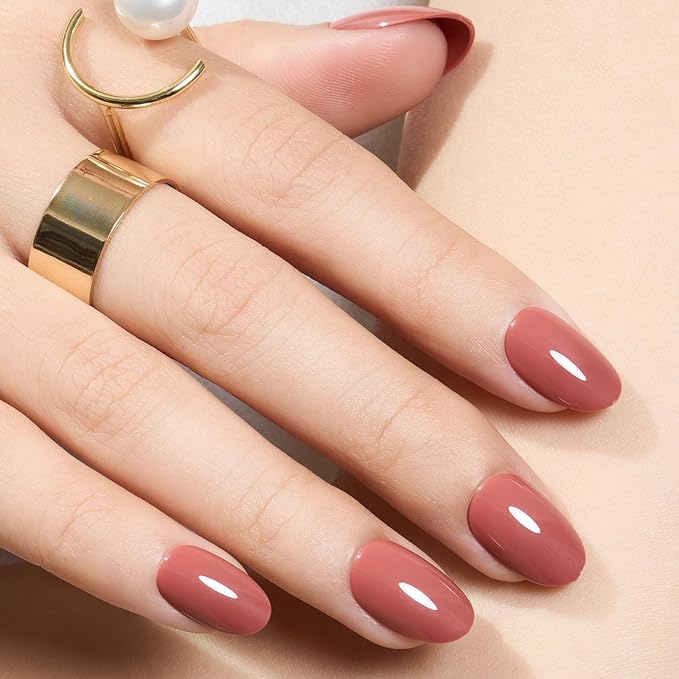 modelones Pink Short Press on Nails, Spring Oval Fake Nails Kit Press Ons with Nail Glue, Adhesive Tabs, Nail File, Prep Pad, Manicure Stick, 32Pcs 16 Sizes, Women Girl Gift