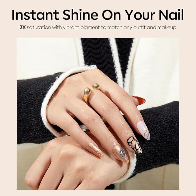 modelones Brown Gel Nail Polish,Orange Nail Polish Drawing Swirl Shell Thread Effect Gel Polish Soak Off Led Autumn Fall Nail DIY Mani Gift for Women 15 ML