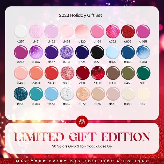beetles Gel Polish Set 39Pcs Red Burgundy Blue Green Nude Pink Purple Gel Nail Polish with Base Top Coat for Manicure Lovers DIY at Home UV LED Needed Gift for Women Enchanted Jewelry