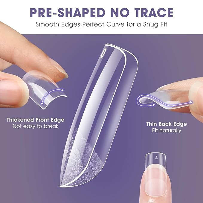 Short Square Gel Nail Tips: 240 PCS Pre-Shaped Full Cover False Square Nails Tips Acrylic Clear Fake Nails Extension for Nail Manicure Home DIY Women 12 Sizes