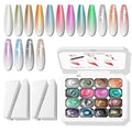 Glitter Pat Gel Nail Polish Palette, 16 Colors Blending Ombre Gel Polish Patting Gradient Painting Nails Art, No Wipe, UV/LED Cured, Aurora Mermaid Chrome Holographic (16 Colors E)