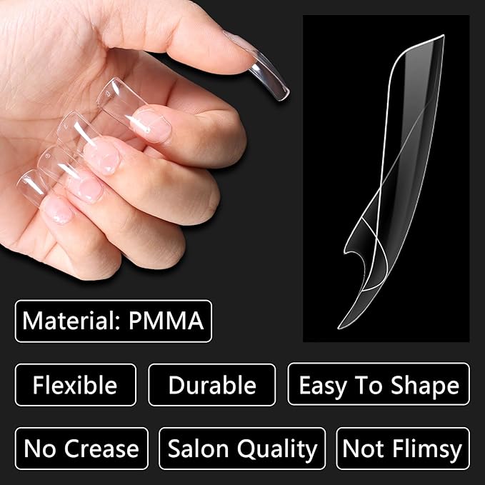 Laza 600pcs Medium Length Duck Nail Tips 12 Sizes Box-packed Clear Duck Nails Half Cover Wide Nail Tips French False Nail Tips for Acrylic Nails Extension Tips — 28MM
