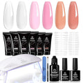 Beetles Gel Polish Poly Nail Gel Nail Kit - 6 Colors Poly Nails Extension Gel with Mini Led Lamp Kit ,Spring Nude Clear Pink All In One Starter Kit Builder Jelly Manicure Enhancement Women Gifts