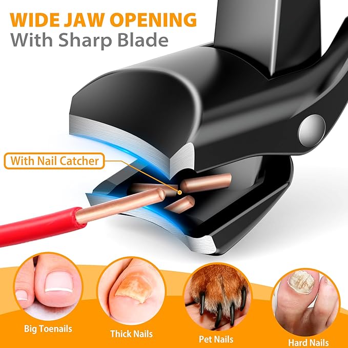 Toe Nail Clippers for Seniors, Mens Stocking Stuffers 2026, Ultra-Sharp Heavy Duty Large Thick Fingernail Clippers Cutters with Catcher for Men Women, 18-Month Replacement Warranty!