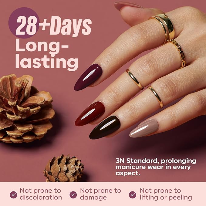 MEFA 19 Pcs Gel Nail Polish Kit with U V Light, 12 Colors Burgundy Red Polish Set Champagne Gold Glitter Nail Polish Soak Off Purple Manicure Tools Beginners Salon Nails Art DIY for Women