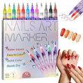 12 Colors Nail Art Pens Set, 2026 Upgraded Nail Art Markers, Fine Tip Nail Art Pen 0.5mm, Portable Nail Art Tools for Dotting Drawing Painting Liner DIY (12pcs)