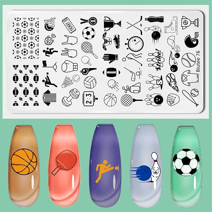 Biutee Nail Stamper Kit 22Pcs Gel Nail Stamping Kit 12Pcs Nail Stamping Plates 8Pcs Gel Stamping Polish, Silicone Stamper Scraper Flower Lace Star Stripe Holiday Stamp Template Gift for Women