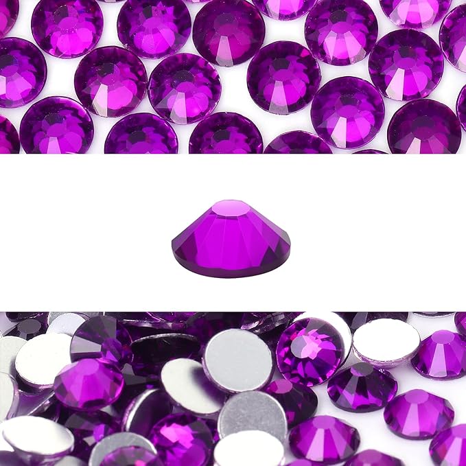Novani 3000 Pieces Flatback Rhinestones Glass Round Gems Violet Crystals for Nail Art DIY Crafts Clothes Shoes,SS6,1.9-2.0mm