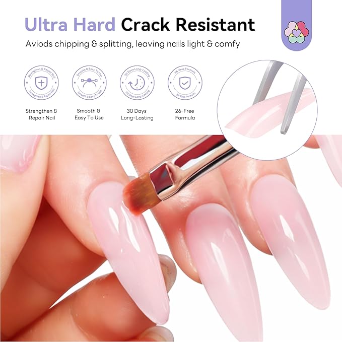 SAVILAND Ultra Hard Builder Nail Gel: Sheer Pink 5-IN-1 120 g Hard Gel Builder for Nails Vitamin E Castor Oil Builder Base Extension Strengthen Thickening 30-Days Salon DIY