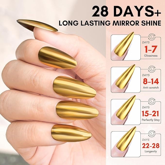 Makartt Gel Top Coat for Chrome Nail Powder - 15ml Clear No Wipe High Gloss Top Coat Gel Nail Polish Mirror Shine Long Lasting Easy Application, Soak off UV Lamp, DIY Home Salon Art Spring Design