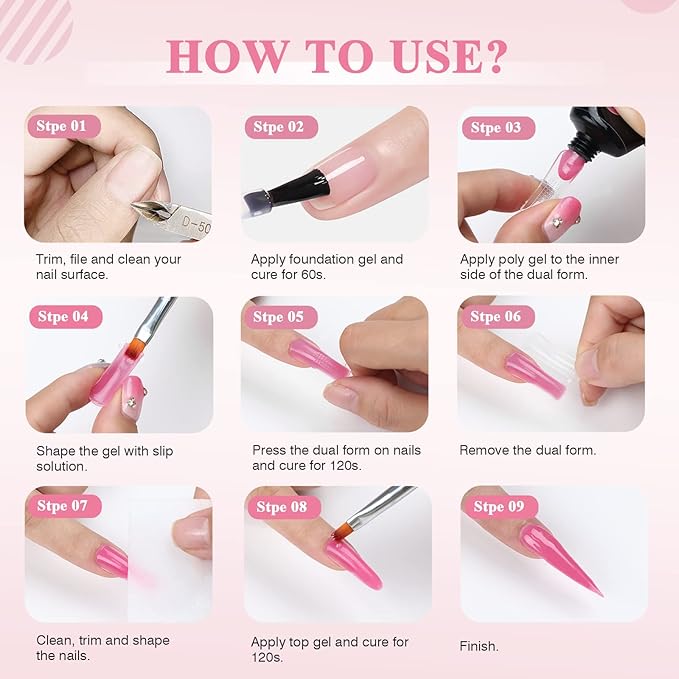 SAVILAND Poly Gel-100 G Pink Color Poly Nail Gel, Large Capacity Extension Durable Gel for Nail Strengthener, Long-Lasting, Easy to Use for Starter & Professional Manicure DIY Art Home Salon