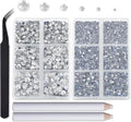 8000pcs Hotfix Rhinestones Flatback,Rhinestones for Crafts Clothes Mixed 6 Sizes, Hotfix Crystals with Wax Pencil Kit, SS4-SS30,Clear Crystal
