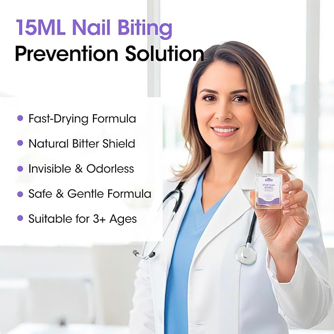 Gellen Nail Biting Treatment for Kids & Adults - 15ml Safe Nail Biting Prevention Thumb Sucking Deterrent Bitter Taste No Biting Nail Polish Nail Care Solution to Help Stop Finger Biting & Nail Repair