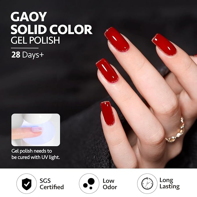GAOY Burgundy Red Gel Nail Polish Set 6 Colors Including Dark Cherry Wine Red Gel Polish Kit U V LED Soak Off Home DIY Manicure Nail Salon Varnish