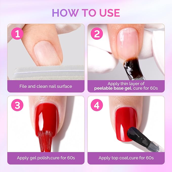 MelodySusie 15ML Clear Peel Off Gel Base Coat for Gel Nail Polish, Upgraded Formula Long-Lasting Soak Off-Free Easy Removal without Damage,stronger adhesion,essential for Home DIY and Nail Salon