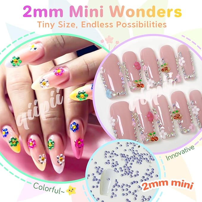 36 Color 2mm Small Crystal Resin Rhinestones for Bedazzling Crafting SS6 Tiny Flatback Stones Colorful Gems Diamonds Charms for Nails Eyes Face Makeup Tumblers Bottles DIY Crafts Clothes Shoes