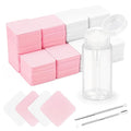 1080 + 3 Pcs Lint Free Nail Wipes Kit, Disposable Nail Polish Remover Pads Non-Woven Nails Eyelash Extensions Wipes, Nail Polish Remover Wipes with 200 ML Bottle, 2 Pcs Cuticle Pusher (Pink+white)