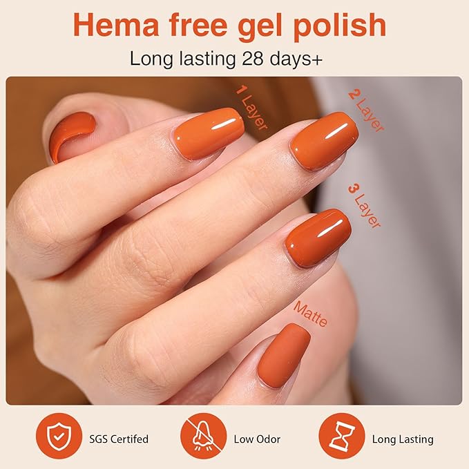 Gel Polish Set of 6 Colors 12ml with Red Blue Green, Gel Polish Kit for Salon DIY at Home, Soak Off LED UV Gel Nail Polish, Gifts for Women Girls