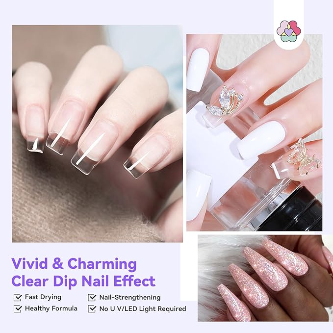 SAVILAND Clear Dip Powder Nail Kit with Electric Nail Drill: 60g/2.1oz Clear Dipping Powder for Nails with Dip Nail Liquid Set Base Activator and Top Coat Brush Saver Builder Repair Kit Home Manicure