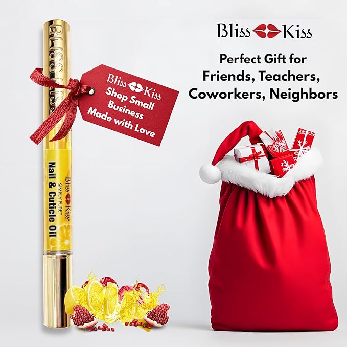 Bliss Kiss | 1 Crisp Fragrance | Nail Oil Cuticle Pen w/Vitamin E & Jojoba⏤Nail Strengthener Nail Growth Serum for Brittle Peeling Breaking Thin Nails