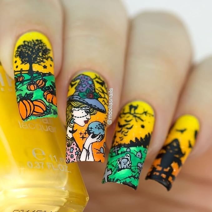 Whats Up Nails - B054 Haul 'r Win Stamping Plate for Halloween Nail Art Design