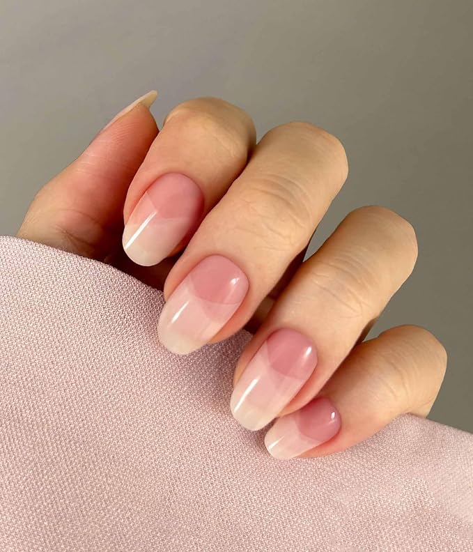 Nail Polish Strips (No UV Lamp Needed) - 22 Pcs Salon Quality Gel Nail Stickers - Long Lasting Wraps (Single Lip Kiss Pink)