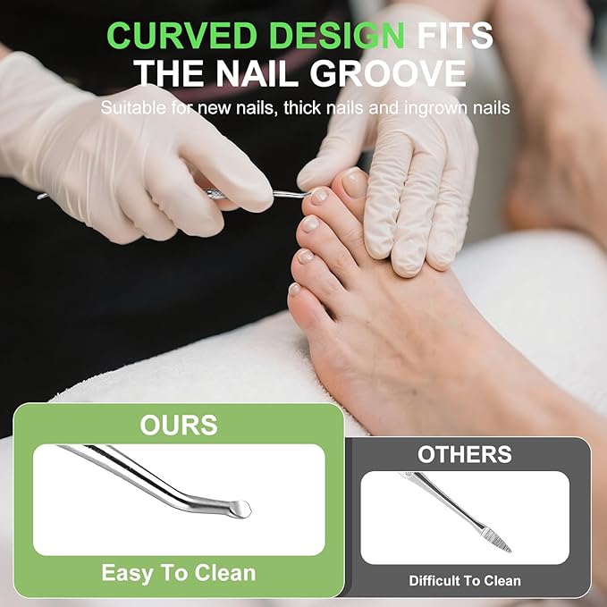 Metal Nail File, Toenail File with Fingertip Protectors and Dual-Ended Toenail Lifter, Double Sided and Files Nails Easily for Seniors, Men & Women Pedicure Tool