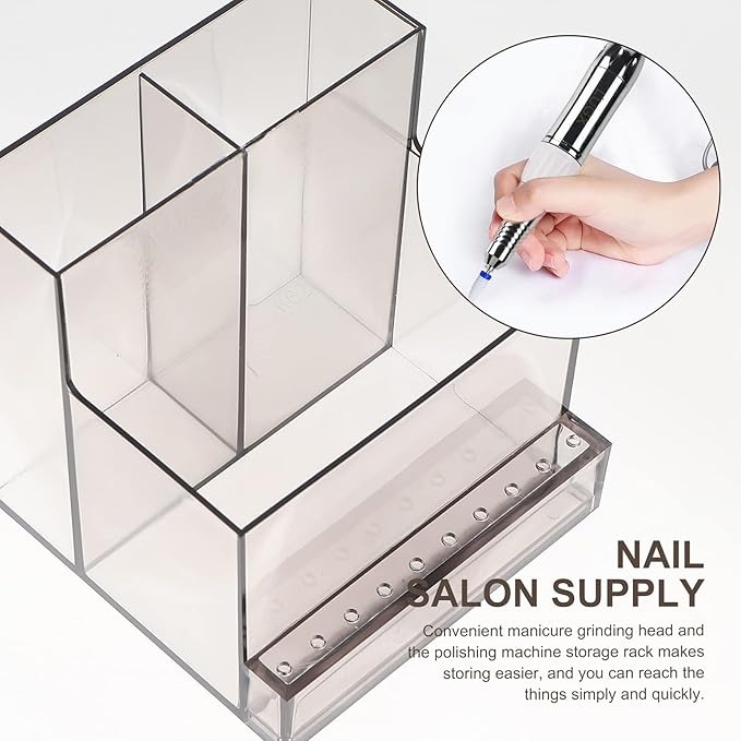Beaupretty Clear Makeup Brush Holder 2pcs Nail Drill Bit Holder Box Professional Nail Art Polishing Grinding Drill Bit Holder Display Storage Box Bit Case Organizer for Nails Black Portable Nail Drill