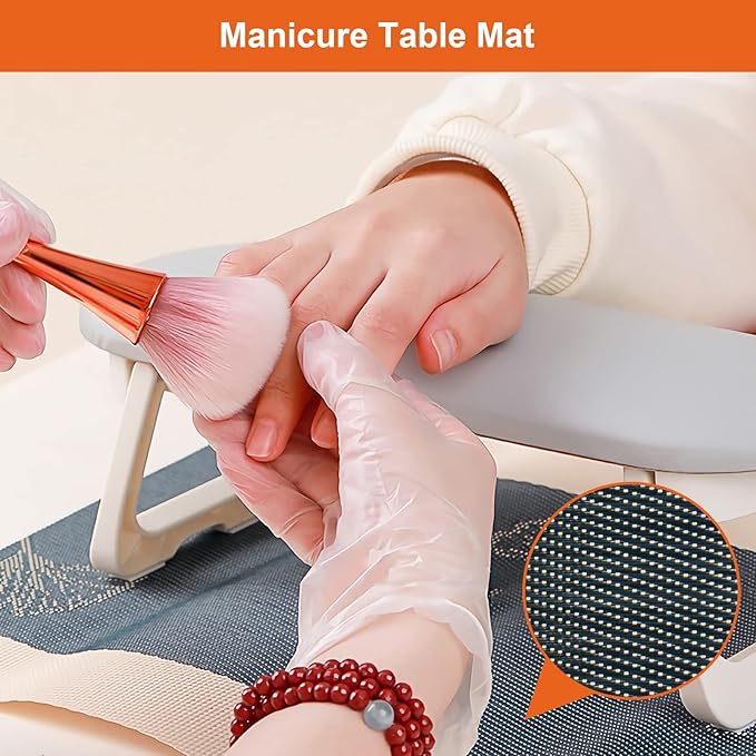 Diesisa Nail Arm Rest, Foldable PU Leather Nail Hand Rest For Nails Tech with Table Mat, Soft Hand Rest for Acrylic Nails/Nail Hand Pillow for Manicure Salon Use