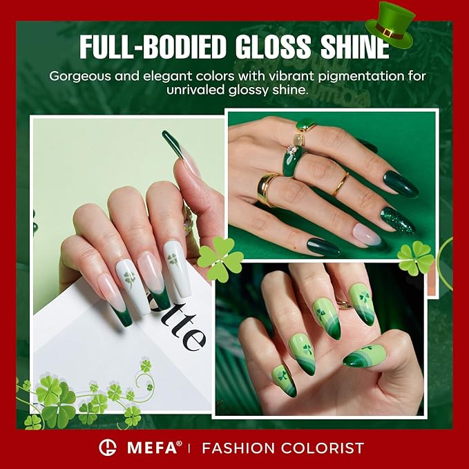 MEFA Gel Nail Polish Set, 6 Colors Burgundy Red Dark Green Glitter Gel Polish Silver Gold Sparkle Nail Polish Manicure Soak Off DIY Salon Decorations Gifts