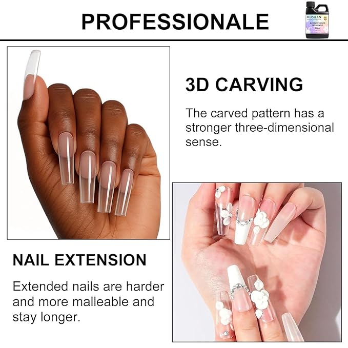 Monomer Acrylic Nail Liquid, Professiona 16.9oz Monomer Liquid for Acrylic Nail Sets and Acrylic Nail System Kit,MMA Free Monomer, Non-Yellowing Acrylic Liquid for Nails Salon DIY & Technician