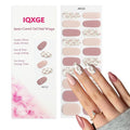 Pink Purple Semi Cured Gel Nail Strips 20Pcs Summer Flower Gel Nail Stickers UV/LED Light Needed Full Polish Self Adhesive Nails Wraps with Design Glossy Nails Polish Strips for Women