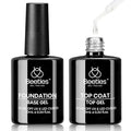 Beetles Gel Base and Top Coat Set, 2pcs 10ml Shine Finish and Long Lasting Top Coat Gel Nail Polish, Soak Off LED Nail Lamp Nail Polish Art Design Home DIY Manicure Gifts for Women