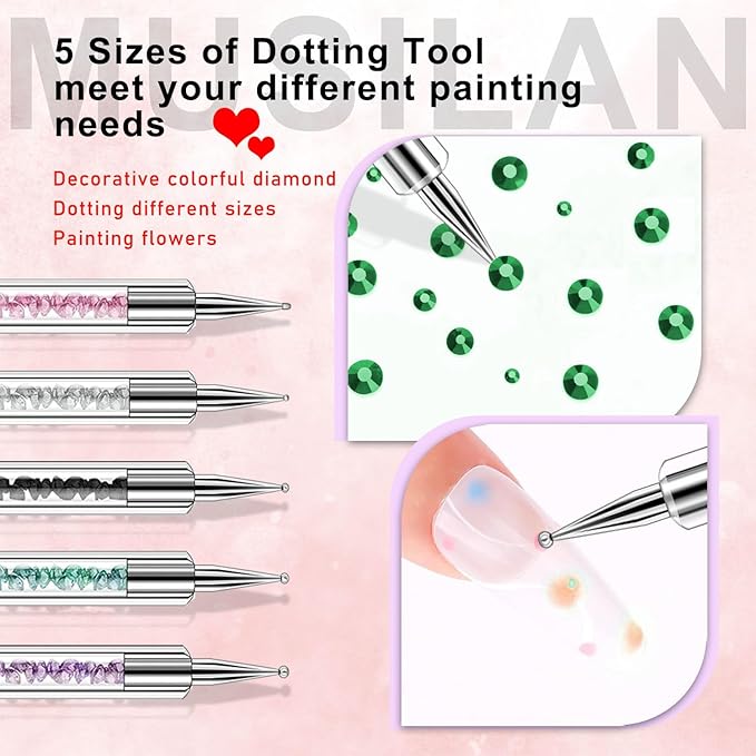 Nail Art Brushes Set,10pcs Nail Brushes for Nail Art with Nail Liner Brush and Nail Dotting Pens Professional Double-Ended Nail Art Brush Kit For Nail Drawing Nail Design Brush Gel Nail Brush