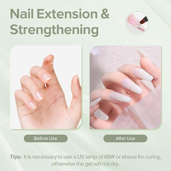 CANNI Builder Gel for Nails – 1 Fl Oz Milky White Hard Gel Polish, Nail Strengthener for Extension & Overlay, Jelly Texture for DIY Nail Art