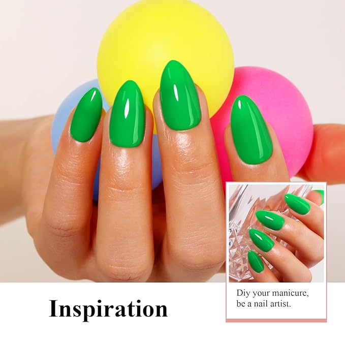 Imtiti Neon Gel Nail Polish, 0.5 Fl Oz Neon Green Gel Polish Soak Off LED U V Nail Gel Polish Spring Summer Gel Nail Polish DIY Nail Art Starter Manicure Salon Gel Nail Kit for Women Girls