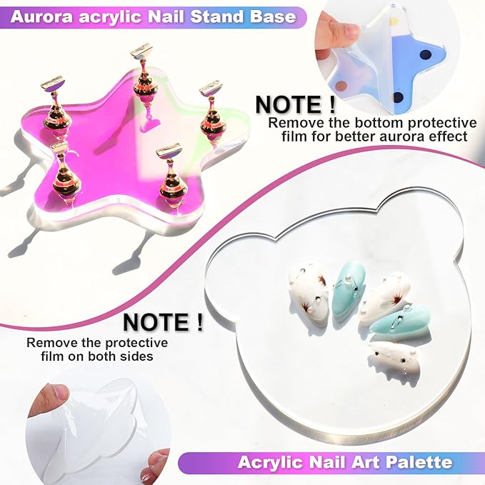 MAYEEN Nail Stand For Press Ons, Aurora Nail Holder For Painting Nails Press On Nail Stand Solid Acrylic Nail Stands for Nail Art With Nail Art Palette & Nail Brush Holder For Nail Practice Display
