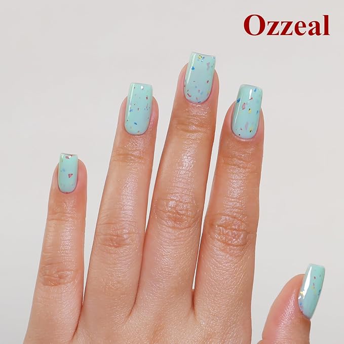 Pastel Gel Polish,0.5 Fl Oz Light Green Flake Glitter Gel Nail Polish Macaron Spring Summer LED UV Speckled Sparkle Art Starter Manicure Salon DIY Nail