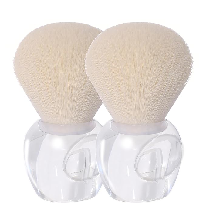 2Pcs Nail Dust Brush Set, Transparent Base with Hollow Cavity Design (Better Grip) - Soft Kabuki Cleaner Brush for Acrylic Nails, Manicure Dust Removal & Makeup