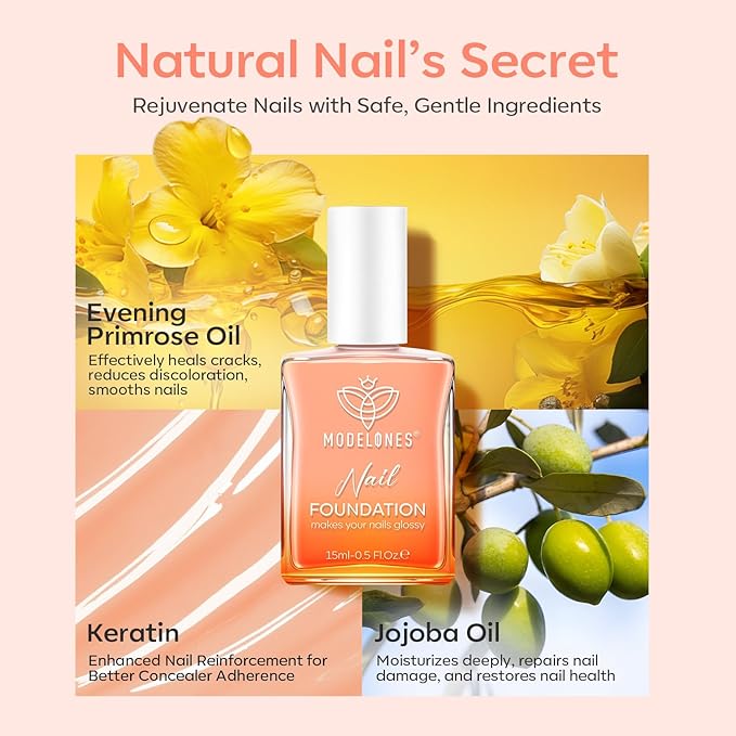 modelones Nail Strengthener Nude Nail Repair for Damaged Nails Strengthening Polish 15ml Nail Growth and Strengthener Natural Concealer Foundation Nail Care Gifts for Women