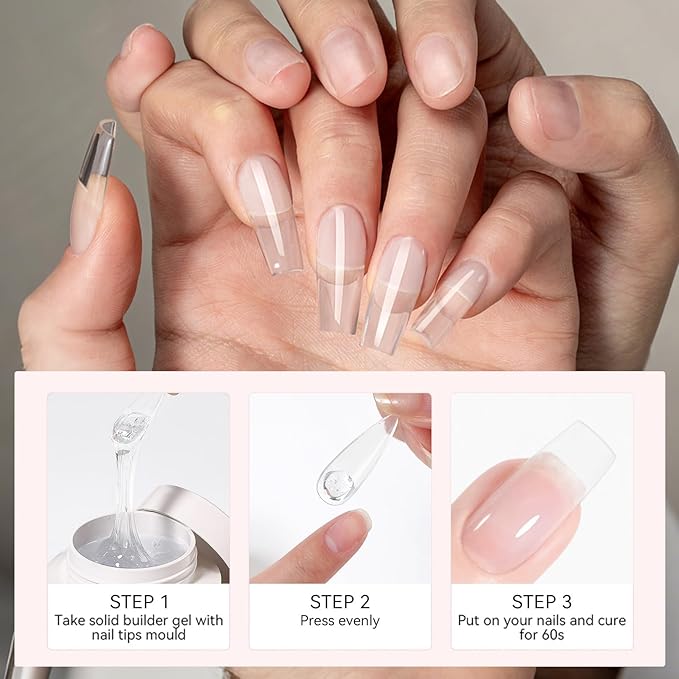 BORN PRETTY Solid Hard Builder Gel for Nails, 60g Large Capacity Professional 3D Sculpting & Extension Gel with Sequins & Chrome Powder, Non-Sticky Soak Off Formula for Home and Salon Nail Art